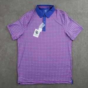 Graham Luxe Polo Shirt Mens Large Purple Performance Stretch Golf Geometric